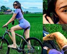 Artis Cantik Anya Geraldine Jatuh Gowes di Bali Bikin Warganet Heboh: Akibat Anya Jatoh Coran nya Jadi Putih...