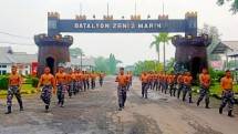 Prajurit Yonzeni 2 Mar Laksanakan Olahraga Pagi Rutin