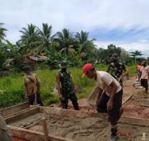 Satgas Pamtas Yonif 125 SMB Kerja Bakti Pembuatan Gorong-Gorong