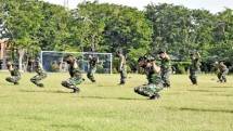 Prajurit Yonif 5 Brigif 2 MarPasmar2 Laksanakan Senam Senjata