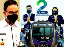 Gubernur Jakarta Anies Baswedan dan Foto 2 Tahun MRT (kolase)
