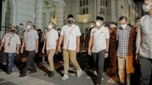 Menparekraf Sandiaga Uno bersama Wali Kota Medan Bobby Nasution saat menyusuri kawasan Kesawan