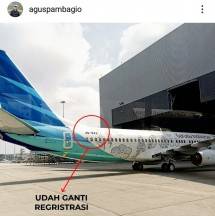 Kode Regristrasi Pesawat Garuda Indonesia (tangkapan layar akun @aguspambagio)