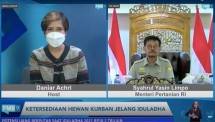 Mentan dalam Diskusi Forum Merdeka Barat 9 (FMB 9) yang digelar secara virtual bertajuk "Ketersediaan Hewan Kurban Jelang Iduladha&rdquo;, Senin (12/7/2021). 
