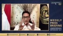 Menteri Pariwisata dan Ekonomi Kreatif Sandiaga Salahuddin Uno Saat Weekly Press Briefing (Dok: Kemenparekraf)
