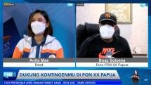 Boaz Solossa saat hadir di Diskusi Media Forum Merdeka Barat 9 (FMB9) yang bertajuk "Dukung Kontingenmu di PON XX Papua" pada Selasa (3/8/2021). 