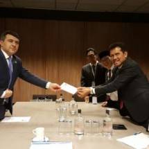 Menteri Pendayagunaan Aparatur Negara dan Reformasi (PANRB) Asman Abnur bersama Chairman of State Agency for Public Service and Social Innovation Azerbaijan Inam Karimov