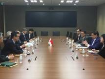 Menteri Perindustrian, Airlangga Hartarto saat bertemu dengan Executive Vice Presiden Sojitz Corporation, Satoshi Mizui