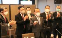 Ketum Kadin Indonesia, Arsjad Rasjid bersama Menteri Investasi/Kepala BKPM, Bahlil Lahadalia berada di Taipei melakukan pertemuan dengan Chairman Foxconn Young Liu dan CEO Gogoro Horace Luke 