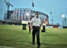 Anies Baswedan di depan Jakarta International Stadion (JIS)