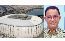 Gubernur Anies Pamer Atap JIS Sudah Terpasang (foto kolase)
