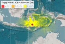 Peta pusat gempa bumi dengan magnitudo 7,5 yang terjadi pada Selasa pukul 10.20 WIB. (ANTARA).