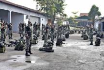 Prajurit Yonif 5 Marinir Surabaya Laksanakan Senam Senjata