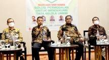 Para pembicara dalam seminar refleksi akhir tahun PT Pegadaian bertemakan &ldquo;Solusi Permodalan untuk Mendukung Tata Kelola UMKM&rdquo;. (Foto: Beritakota.id)