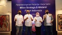 Chief Executive Officer PT Pos Finansial Indonesia (POSFIN) Setyo Budianto, Direktur Business & Marketing PT Finnet Indonesia Irena Aldanituti, Direktur Utama PT Kuwais International Bapak Alip Setyo Wibowo, dan Group Head SBU Digital Tax Telkom Metra Setio Purwanto