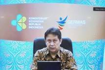 Menkes Budi Gunadi Sadikin dalam keterangan pers usai mengikuti Ratas mengenai Evaluasi PPKM, Senin (14/03/2022), melalui video konferensi. (Foto: Humas Setkab/Agung) 