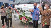 Menperin Agus Gumiwang Kartasasmita saat melepas ekspor baja ke AS 