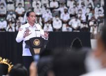 Presiden Jokowi pada Silatnas APDESI 2022, di Jakarta, Selasa (29/03/2022). (Foto: BPMI Setpres/Lukas)