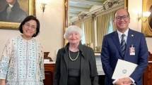 Menkeu Sei Mulyani, Menkeu AS Janet Yellen dan Dubes RI untuk AS Rosan Roeslani