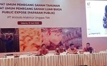 Suasana saat acara paparan publik PT Widodo Makmur Unggas Tbk yang diselenggarakan usai Rapat Umum Pemegang Saham Tahunan (RUPST) dan Rapat Umum Pemegang Saham Luar Biasa (RUPSLB) di Jakarta, Rabu (15/06/2022). (Foto: Bang Abe)
