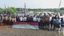 Prajurit Korps Marinir Laksanakan Baksos Penanaman Mangrove di Tangerang