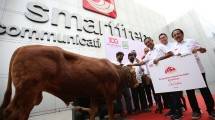  Smartfren dan YMSM Serahkan Sapi dan Kambing untuk Warga
