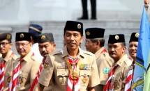 Presiden Jokowi Saksikan Prosesi Bhineka Tunggal Ika Pramuka