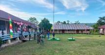 Satgas Yonif 126 KC Bentuk dan Latih Siswa-Siswi Perbatasan Jadi Paskibra Sambut HUT Kemerdekaan RI 
