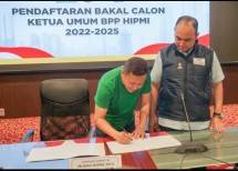 Anggawira saat pendaftaran bakal calon Ketum BPP HIPMI di kantor sekretariat BPP HIPMI, Jakarta 