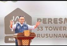 Gubernur DKI Jakarta Anies Rasyid Baswedan saat peresmian 33 Tower dengan 7.421 unit hunian Rusunawa (Foto Ist)