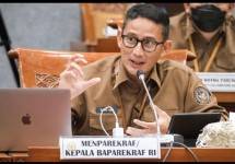 Menparekraf Sandiaga Salahuddin Uno dalam rapat kerja dengan Komisi X DPR RI, Jakarta (31/8/2022).
