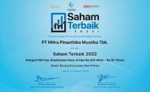 Certifikat penghargaan Saham Terbaik 2022 untuk MPMX