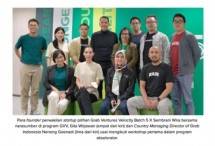 Para founder perwakilan startup pilihan Grab Ventures Velocity Batch 5 X Sembrani Wira bersama narasumber di program GVV, Gita Wirjawan (empat dari kiri) dan Country Managing Director of Grab Indonesia Neneng Goenadi (lima dari kiri) 