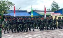 Satgas Yonif Raider 600 Modang Laksanakan Upacara HUT Ke-77 TNI di Mako Polres Asmat