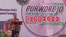 Asisten Deputi Pengembangan Rantai Pasok Usaha Mikro Deputi Bidang Usaha Mikro Kementerian Koperasi dan UKM (KemenKopUKM) Sutarmo pada acara pembukaan Purworejo UKM Bisnis Festival & Expo 2022