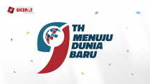 Logo resmi ulang tahun ke-9 SiCepat Ekspres dengan tema &ldquo;Menuju Dunia Baru.&rdquo; 