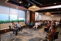Suasana berlangsungnya Sanubari Talkshow: &ldquo;Menjadi Entrepreneur Muda&rdquo; yang selenggarakan pada Kamis (13/4) di Medialand Tower, Kuningan, Jakarta Selatan. 