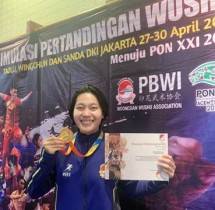 Kowal Marinir Cantik Raih Mendali Emas Kejuaraan Wushu