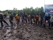 Kodim 1710/Mimika Bersama Satuan TNI-Polri Gelar Penanaman Mangrove