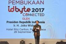 Presiden Jokowi memberikan sambutan pada pembukaan Indonesia Digital Byte 2017 Jakarta, Kamis (28/9) pagi. (Foto: JAY/Humas)