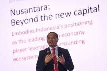 Deputi Bidang Pendanaan dan Investasi Otorita IKN Agung Wicaksono menyampaikan paparan pada hari kedua ASEAN Investment Forum di Hotel Sultan, Senayan, Jakarta, Minggu (3/9/2023). Media Center KTT ASEAN 2023/Aditya Pradana Putra/pras. 