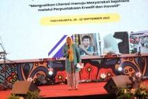 Kepala Pusat Pengembangan Perpustakaan Umum dan Khusus, Nani Suryani di PILM Yogyakarta.