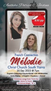 Pianis Andhika Patrick dan Soprano Jordina Howell, Tampil di Benefit Recital "The French Connection : M&eacute;lodie"
