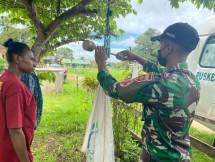Foto : Satgas Yonif 726/TmlSatgas Pamtas Yonif 726/Tml Bantu Pelayanan Posyandu Balita di Kampung Toray