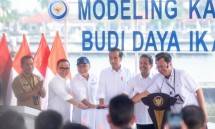 Peresmian pembukaan proyek budidaya ikan nila kolaborasi eFishery dan KKP di Karawang.