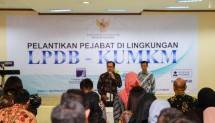 Direktur Utama LPDB-KUMKM Braman Setyo dalam acara pelantikan 38 pajabat tingkat kepala bagian dan kepala divisi di lingkungan LPDB-KUMKM di Jakarta, Senin (6/11/2017). 