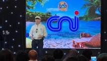 CEO CNI Indonesia S. Abrian Natan saat meluncurkan logo baru dan produk baru.