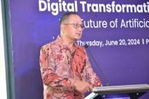 Semuel Abijani Pangerapan, Direktur Jenderal Aplikasi dan Informatika Kementerian Komunikasi dan Informatika, saat memberikan _keynote speech_ dalam seminar _&ldquo;The Future of Artificial Intelligence in Public Sector&rdquo;_ yang digelar Multipolar Technology di Pullman Jakarta Thamrin, Kamis pekan lalu.