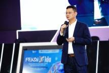 SEVP Digital Banking BSI Saut Parulian Saragih saat menyampaikan paparan terkait peningkatan penetrasi digital keuangan syariah lewat BSI Mobile pada agenda FEKDi x KKI di JCC Senayan Jakarta 