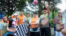 Menperin Agus Gumiwang Kartasasmita bersama Ketua DPR RI Puan Maharani dan Ketua Umum Kadin Indonesia Anindya Bakrie saat membuka gelaran Fun Run and Walk HBN 2024